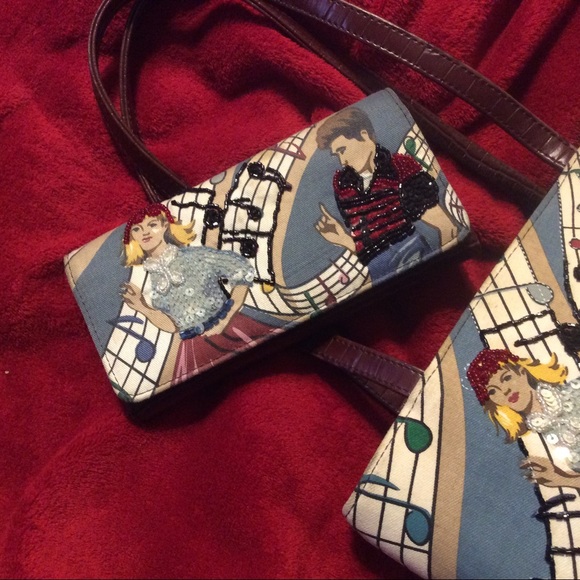 New rock & roll sequin theme tote purse & wallet - Picture 3 of 5